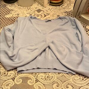 Light Blue V-Neck Women's Sweater